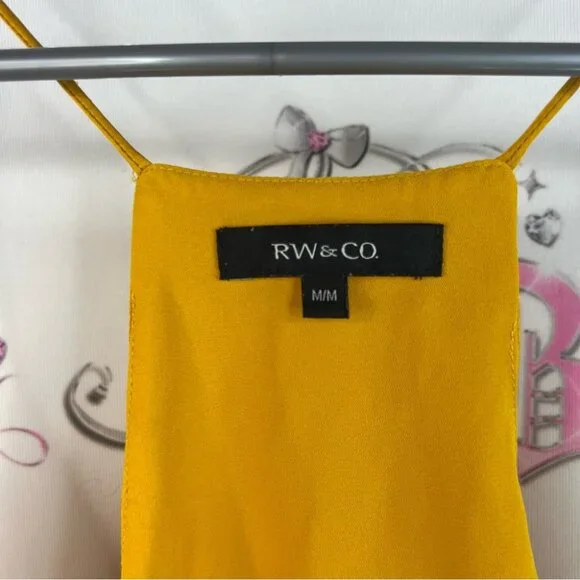 RW&CO. Tank top shiny strappy yellow shimmer Mustard Camisole Top - Picture 10 of 13